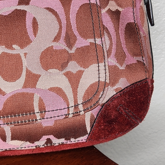 Coach Chelsea Optic Signature Logo Suede/Leather Trim Handbag - Picture 10 of 16